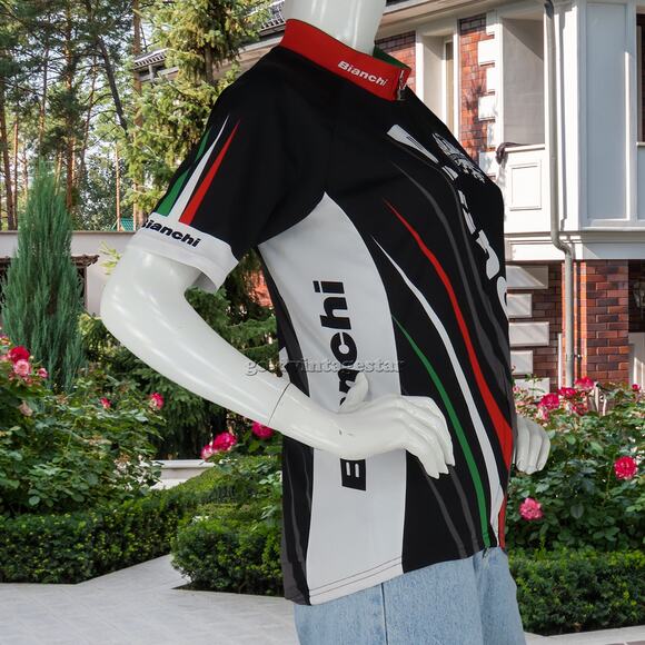 Squadra Bianchi Jersey S: Neo-Retro Stripe Urban Cycling - Picture 3 of 5